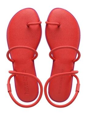 Havaianas Red Pink Strappy Toe-Ring Sandals